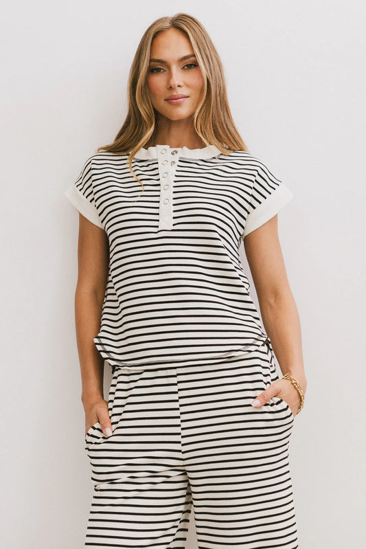 Zia Striped Top in Black
