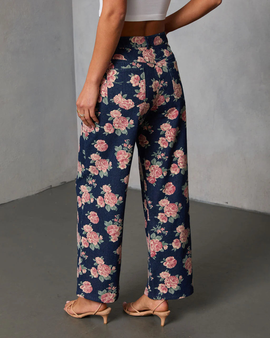 New Bloom Rigid High Rise Straight Leg Printed Jeans