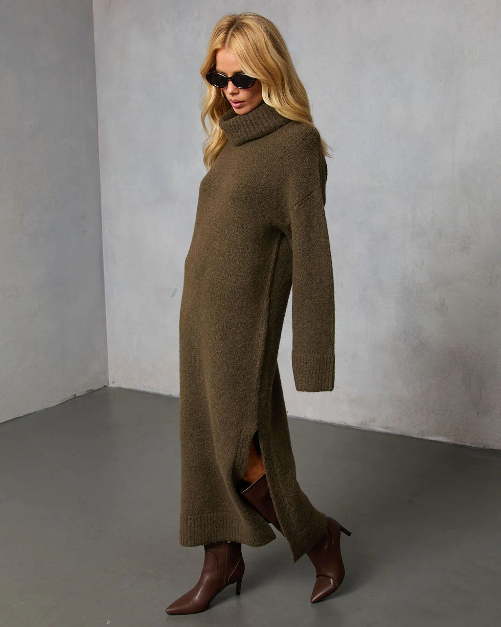 Roselle Turtleneck Midi Sweater Dress