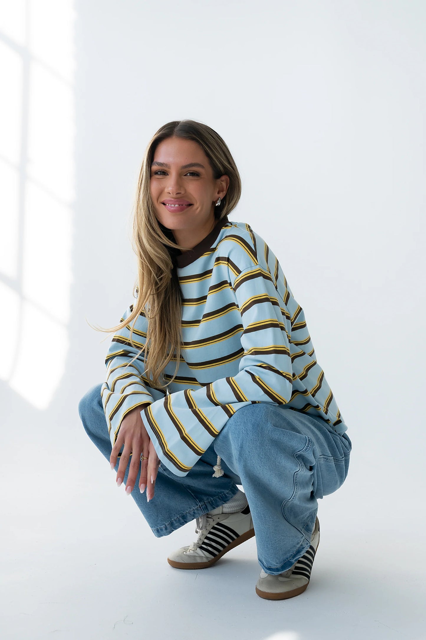 Kiana Striped Top in Light Blue