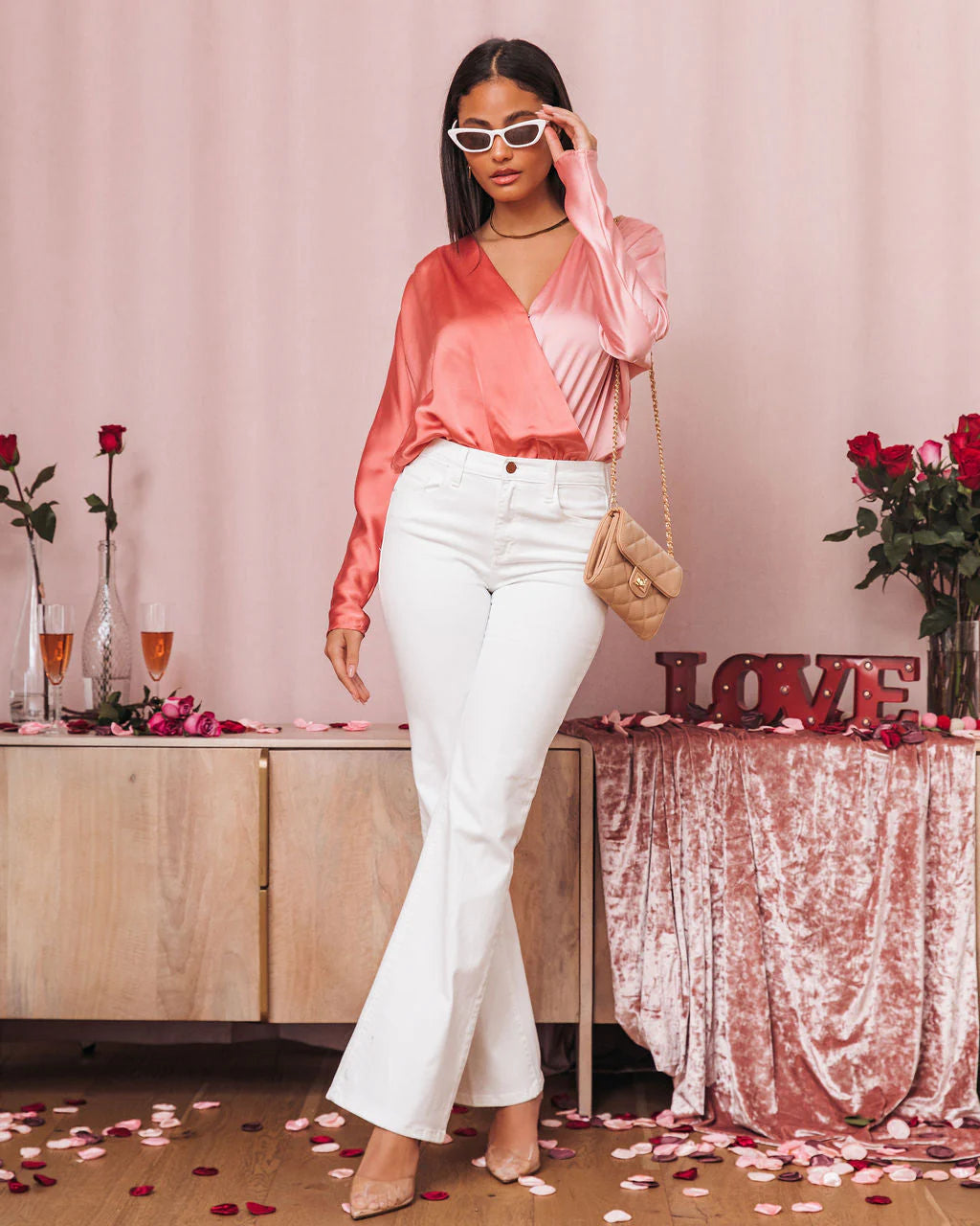 Two Sides Satin Drape Bodysuit