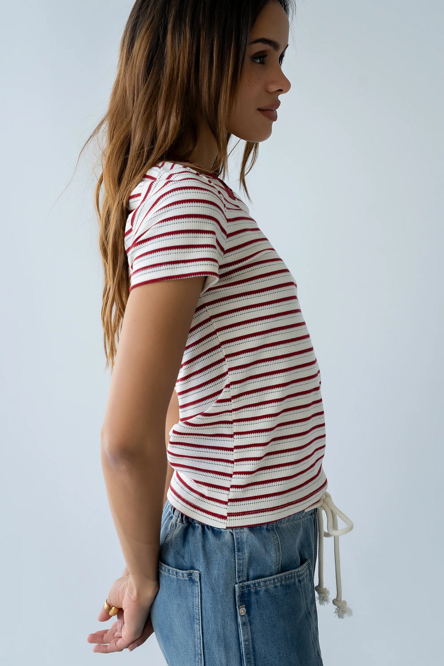 Ashtyn Striped Top in Red