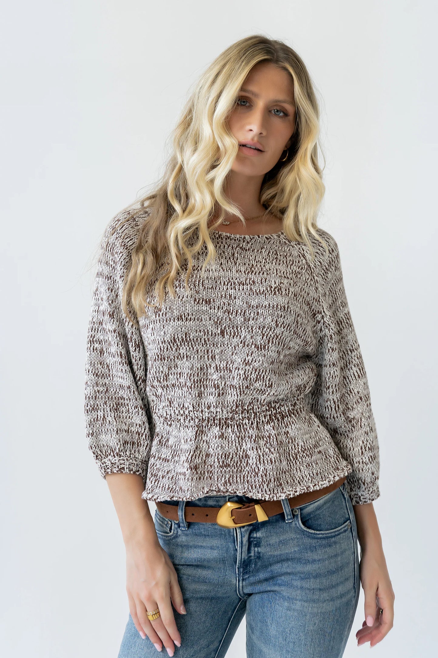 Maycie Two-Toned Sweater in Brown