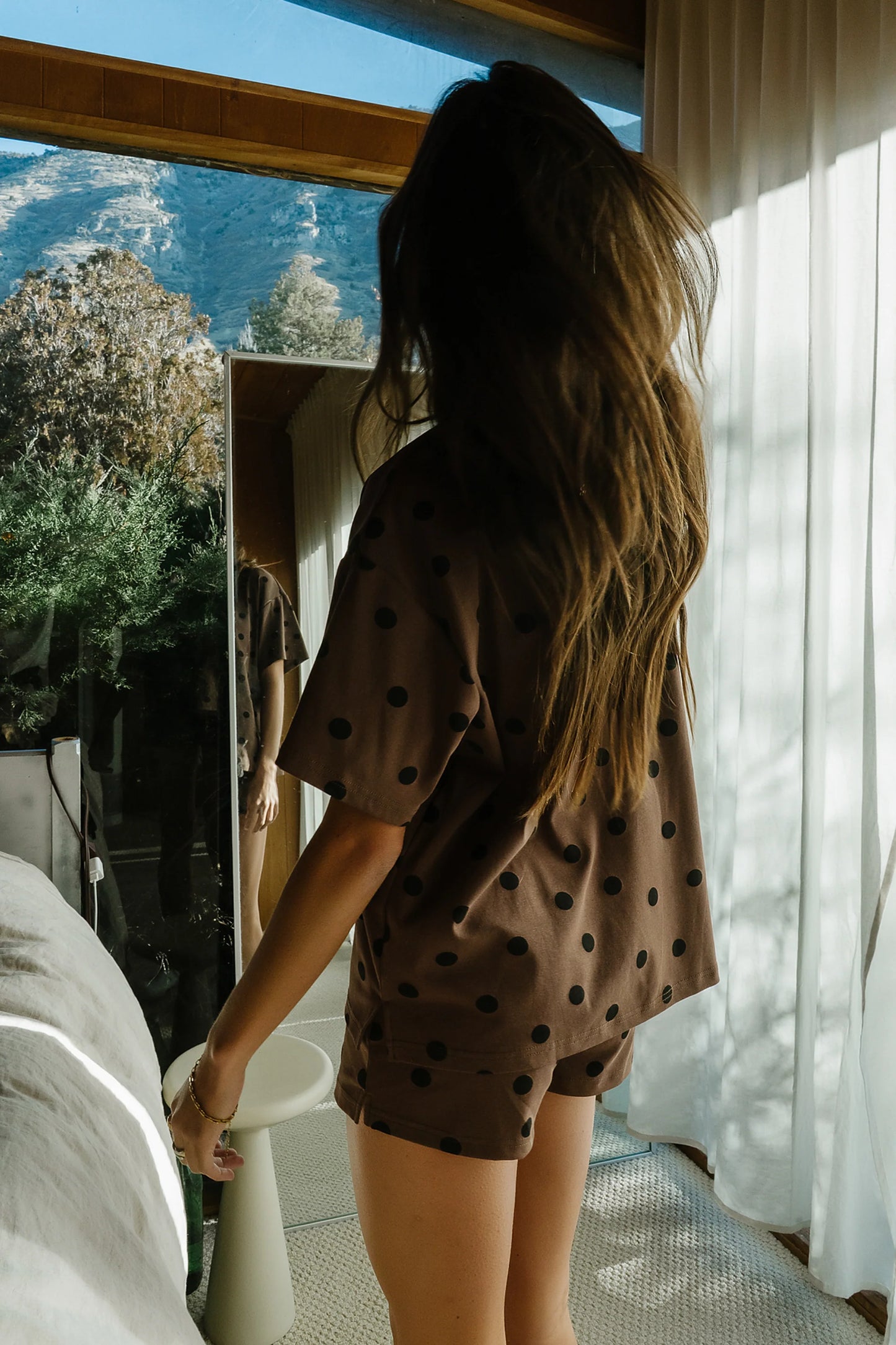 James Polka Dot Shorts in Brown