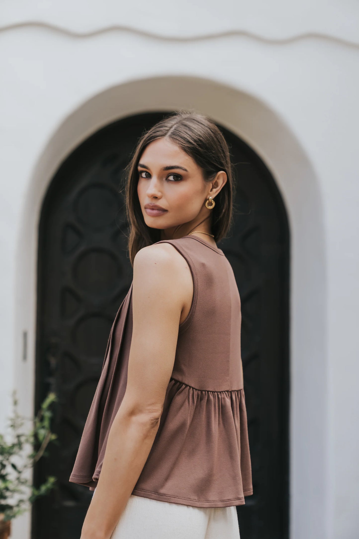 Alice Pintuck Top in Brown