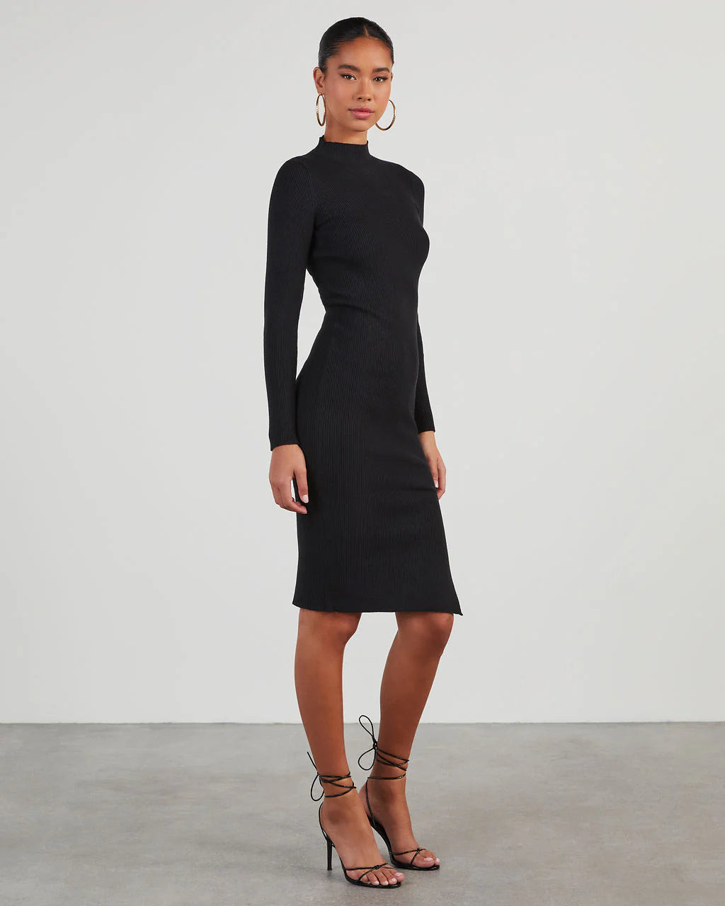 Essential Mock Neck Knit Midi Dress