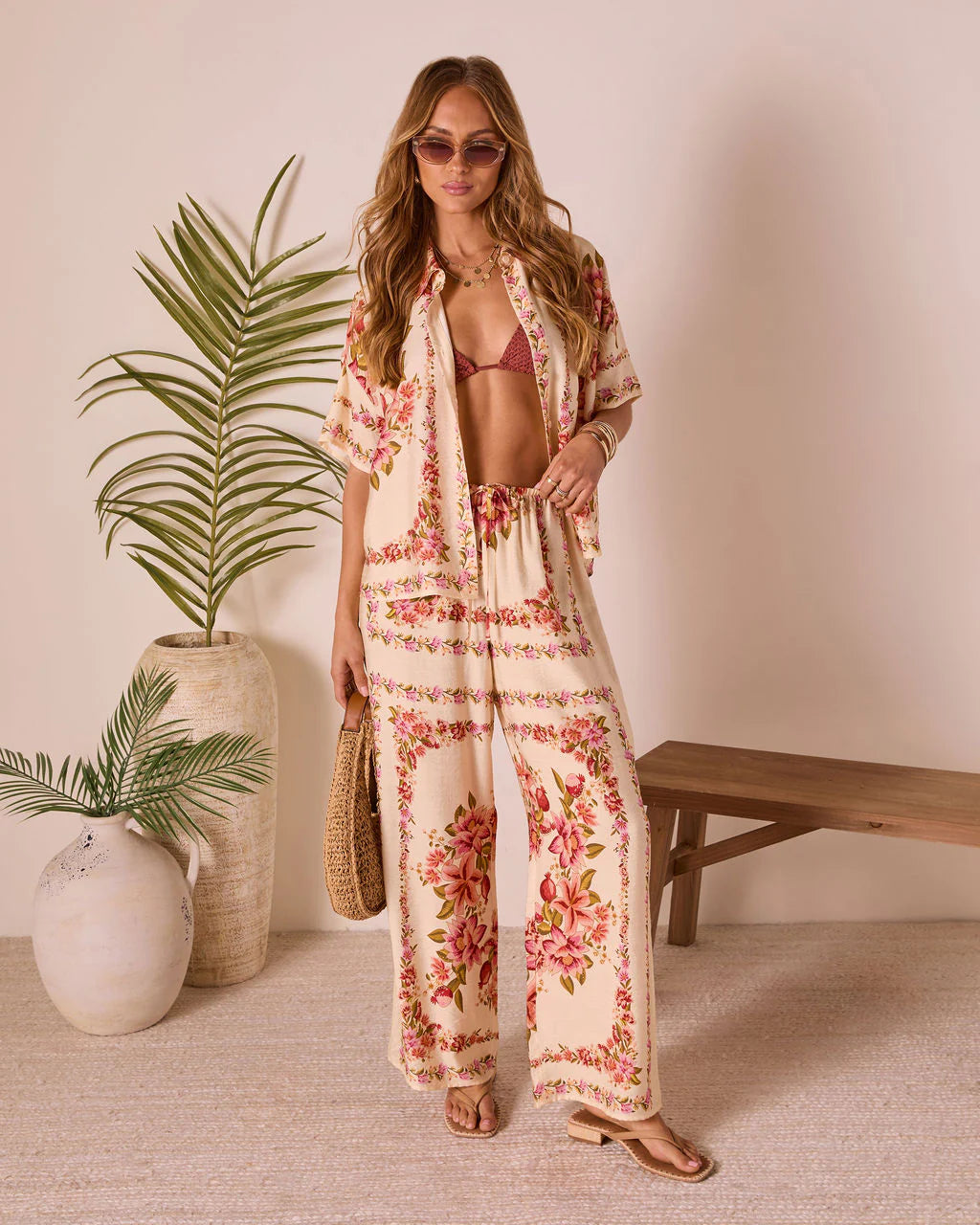 Hibiscus Haze Abstract Printed Pants