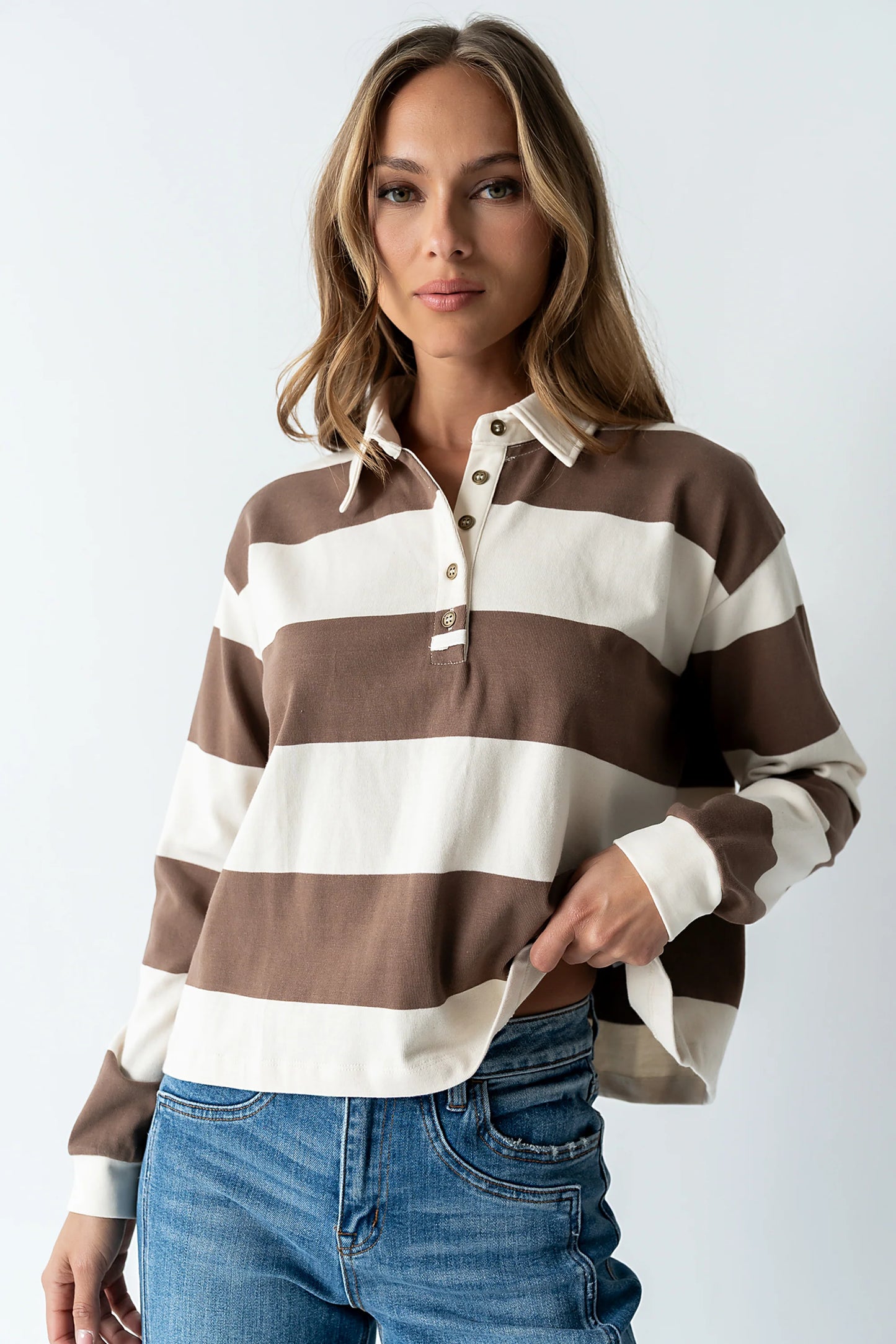 Kaysen Striped Top in Taupe