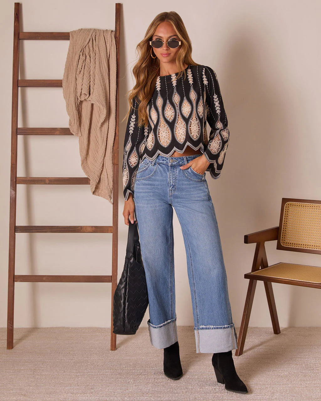 Sevenah Cut Out Lace Top