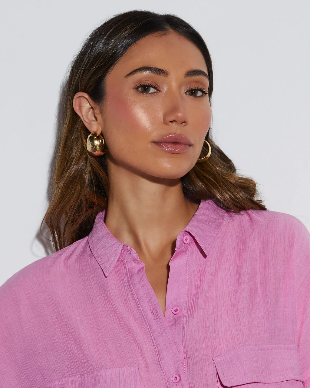 Romy Wide Hammered Hoop Earrings