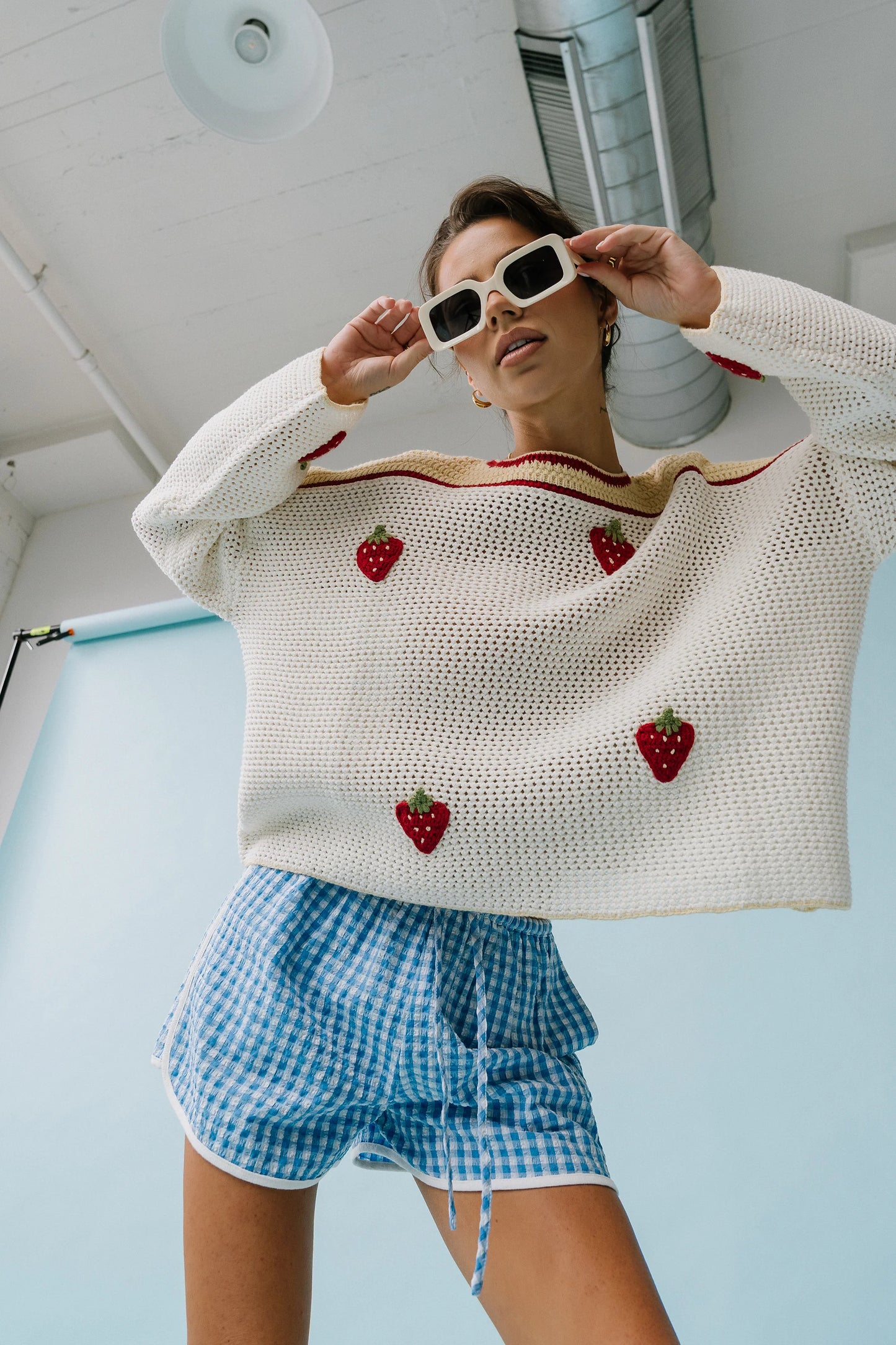 Maia Gingham Shorts in Blue