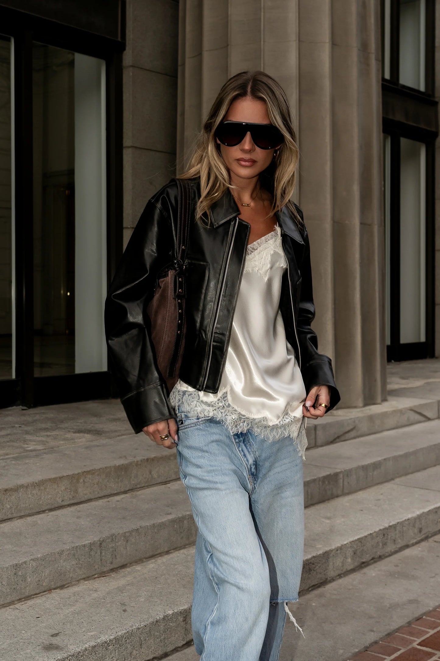 Jaymie Vegan Leather Jacket in Black