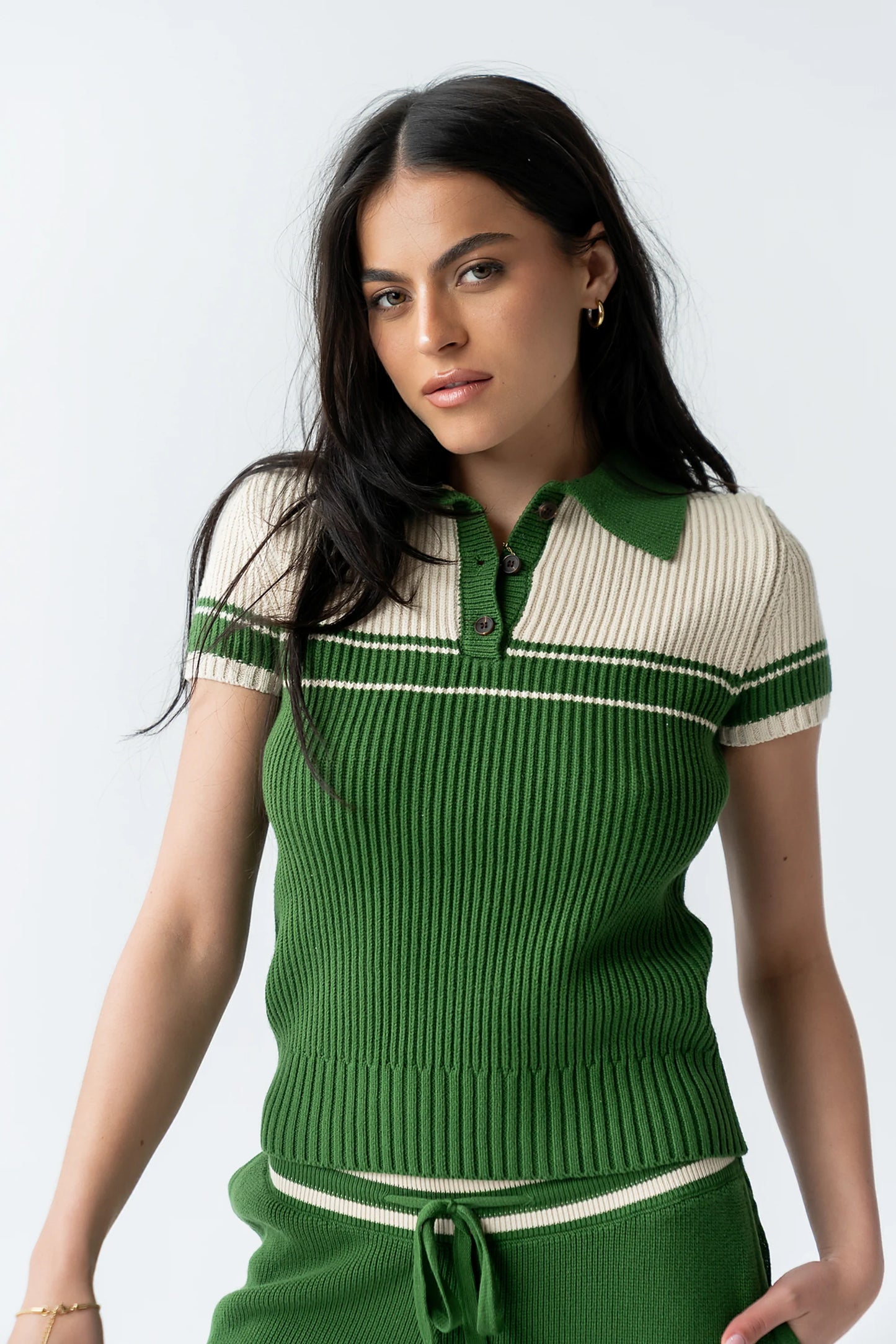 Brea Collared Sweater in Green