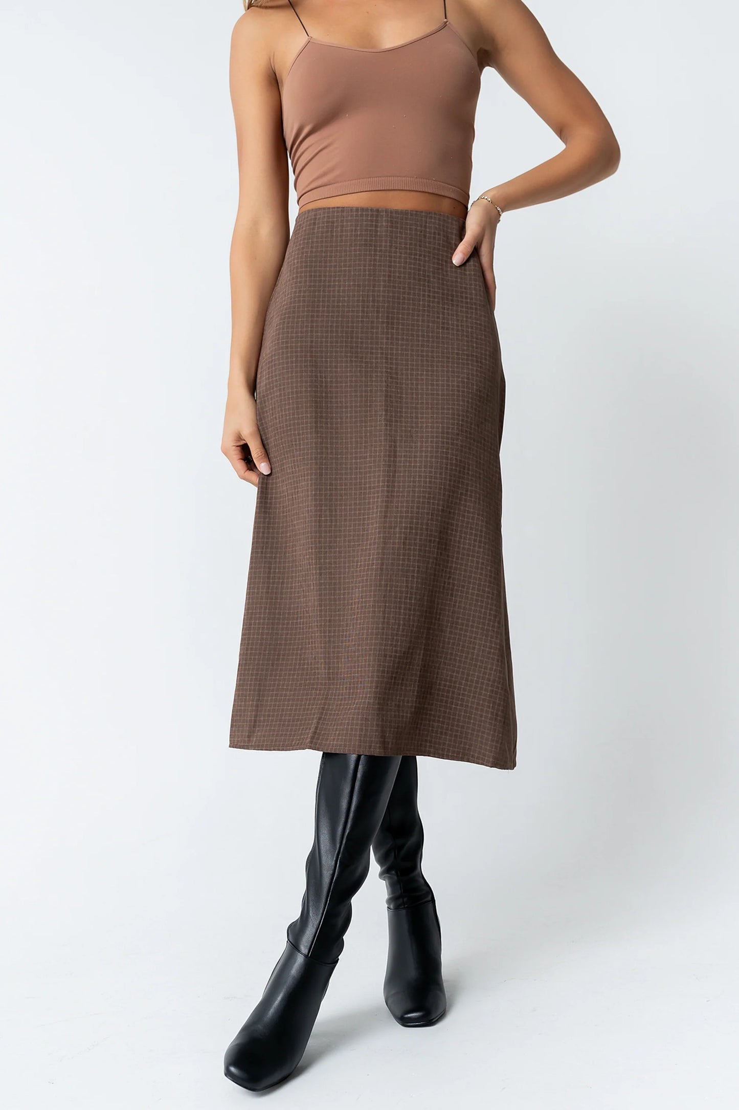 Miley Midi Skirt in Brown
