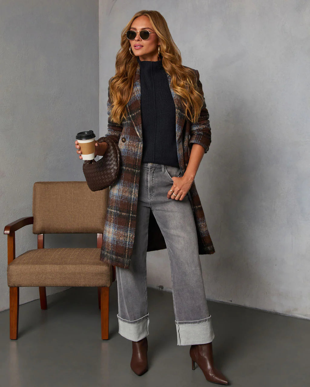 Devora Plaid Double Breasted Coat