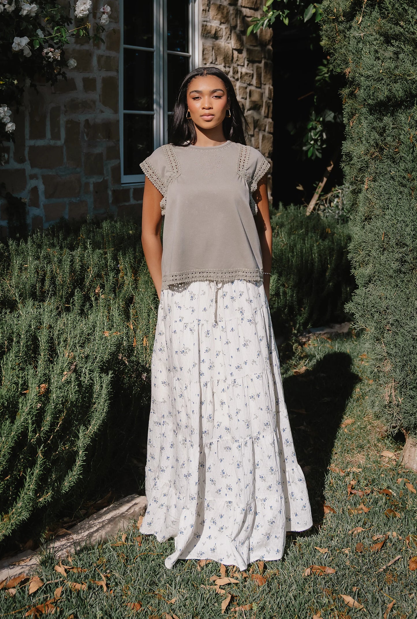 Maisey Embroidered Top in Green