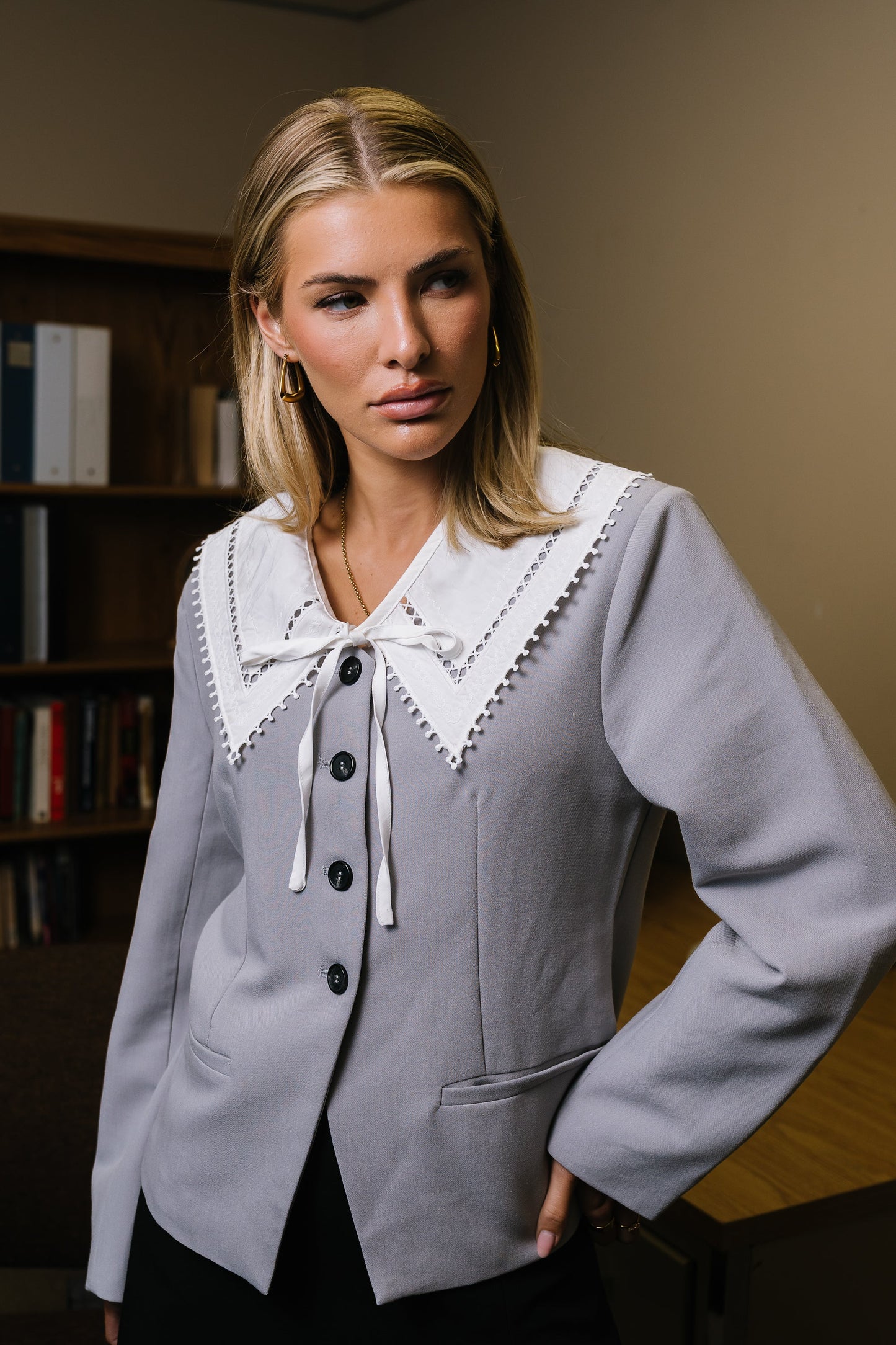 Kalani Collared Blazer in Grey