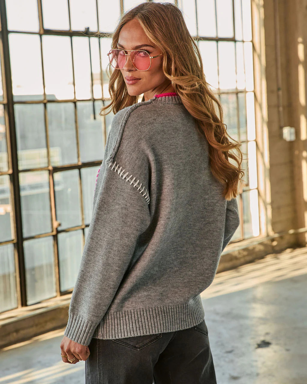 Peace Sign Vibes Long Sleeve Graphic Sweater