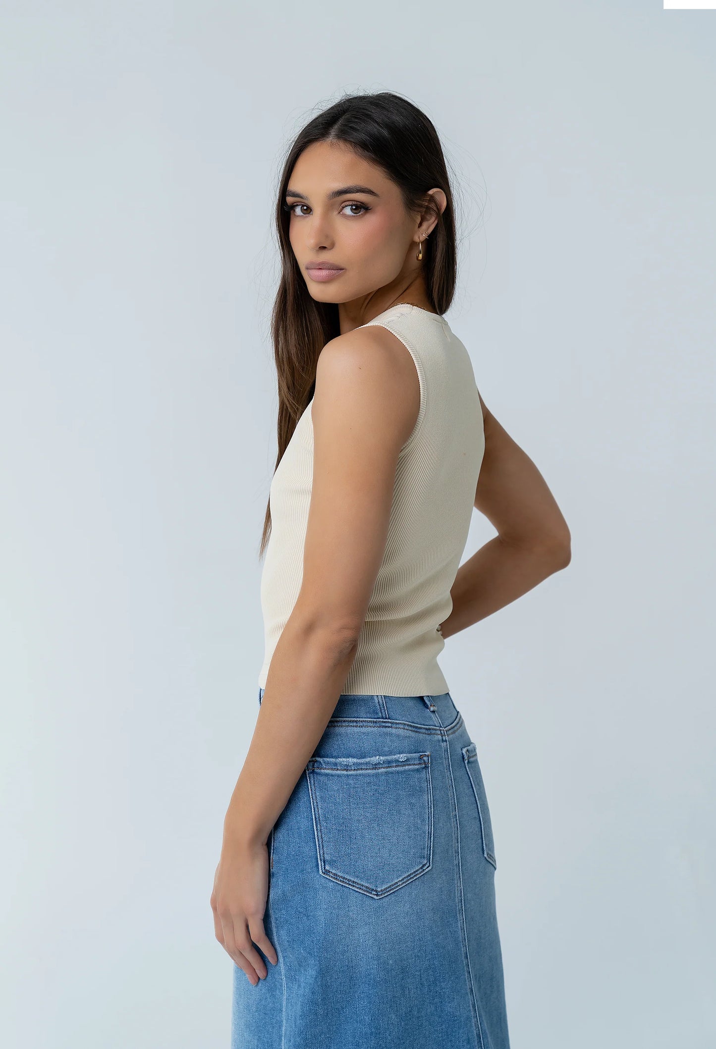 Ollie Cutout Tank Top in Yellow