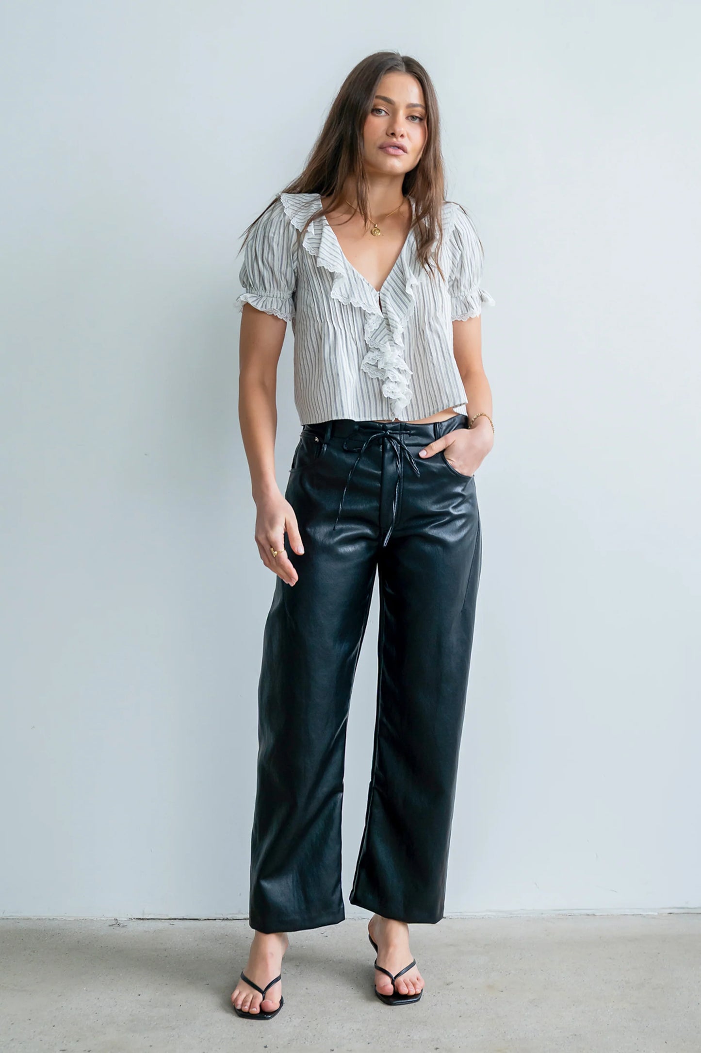 Priya Vegan Leather Wide Leg Pants