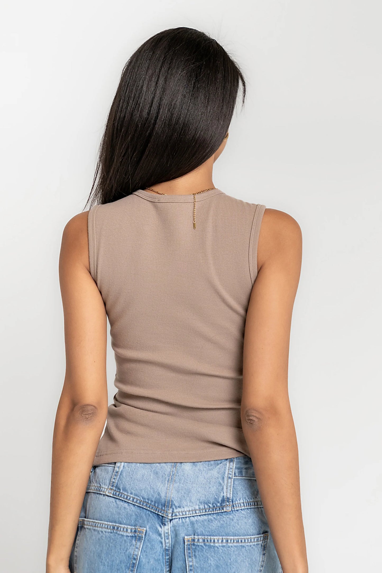 Nina Asymmetrical Tank in Taupe