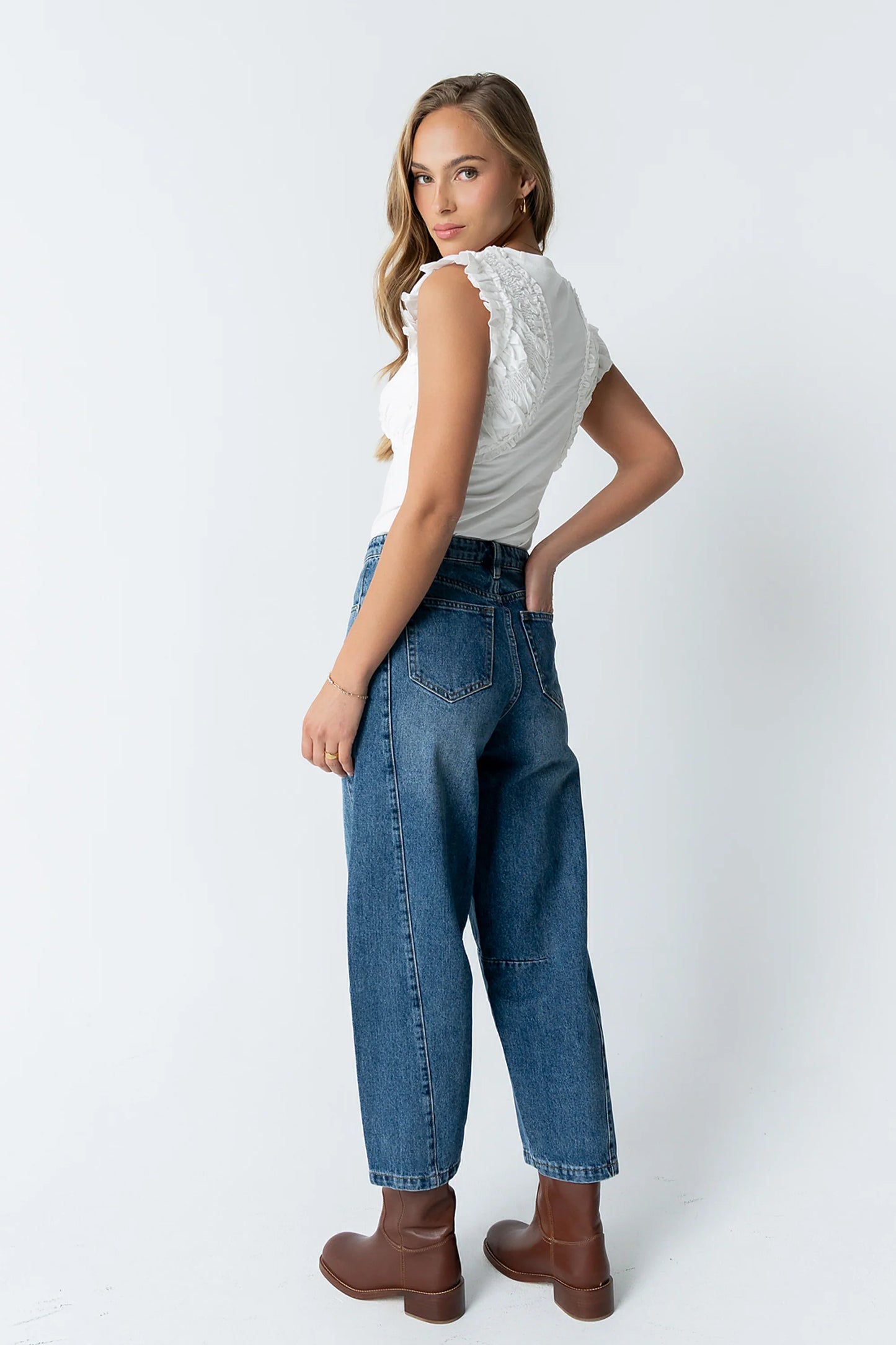 Storie Mixed Media Top in Ivory