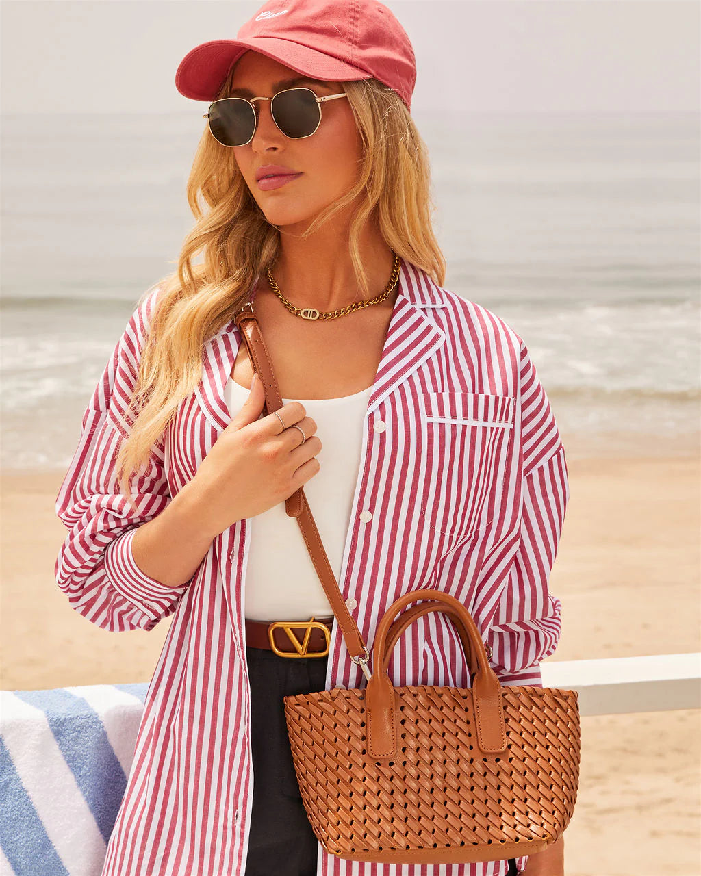 Picnic Date Woven Top Handle Tote Bag