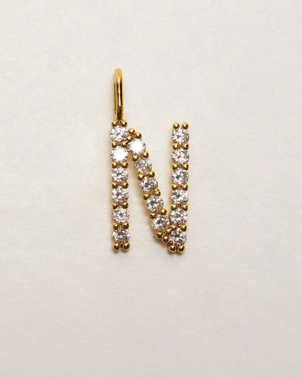 Initial Letter 14k Plated Rhinestone Charm