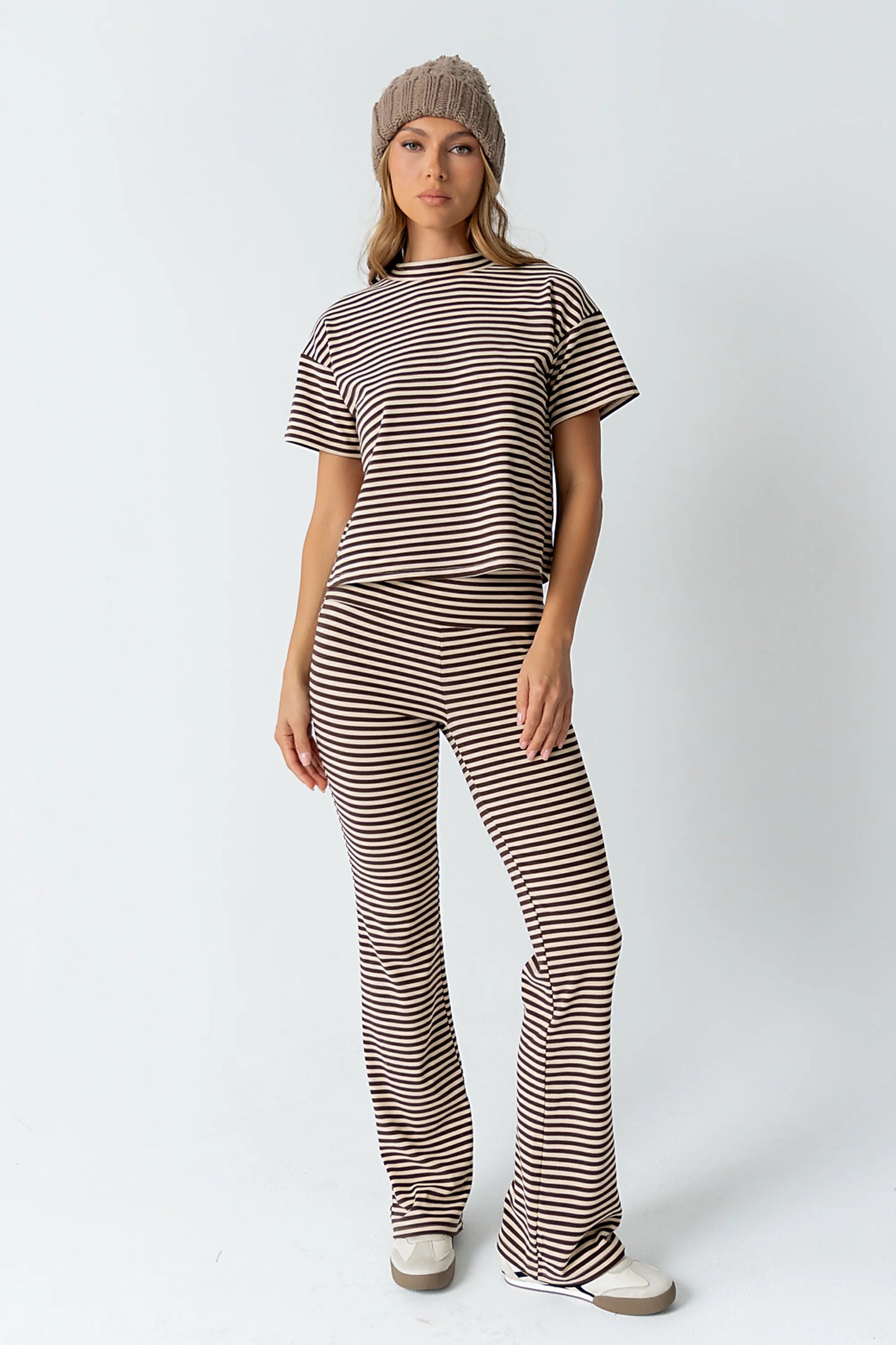 Jannet Striped Pants in Brown