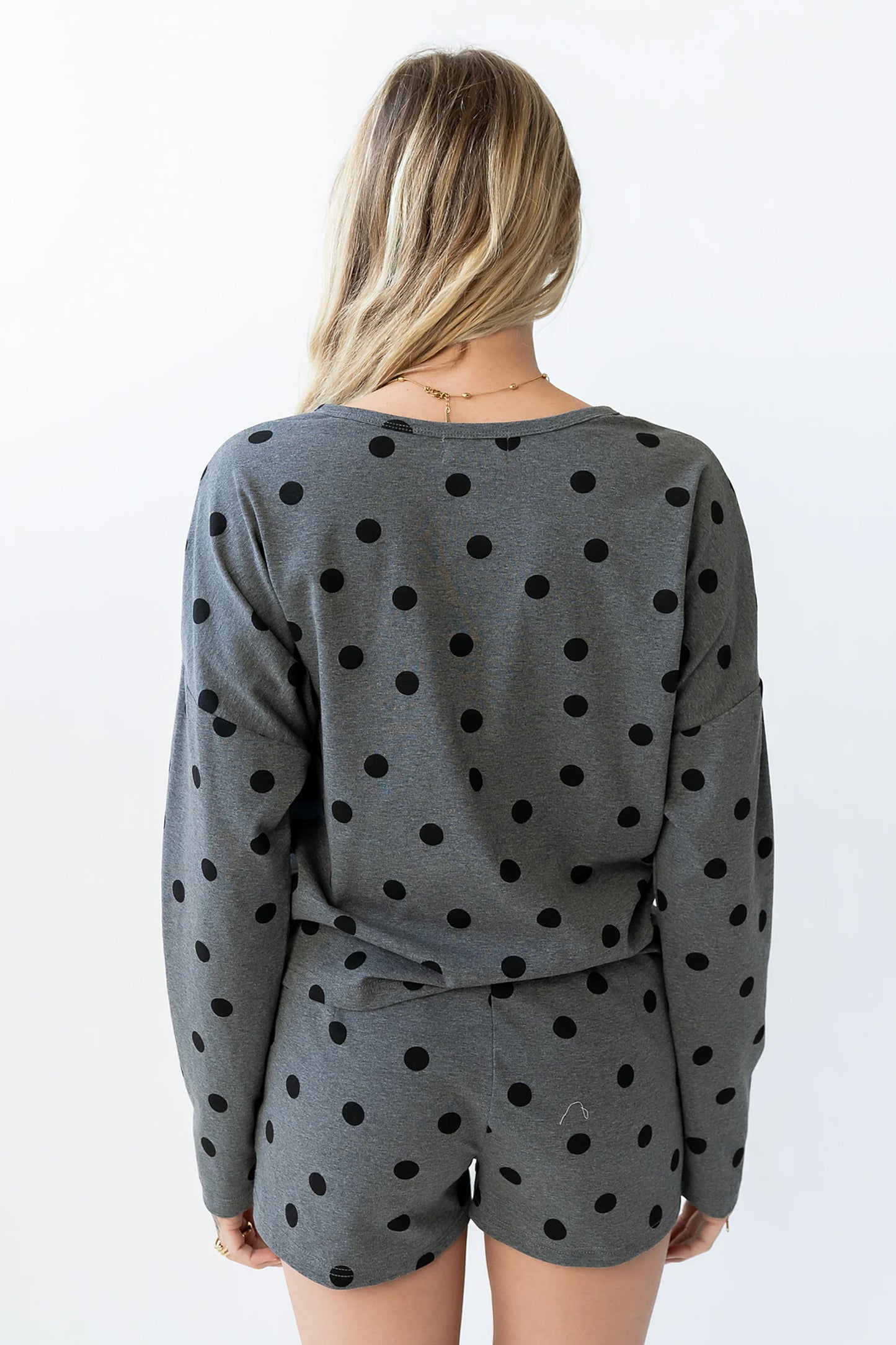James Polka Dot Long Sleeve in Charcoal