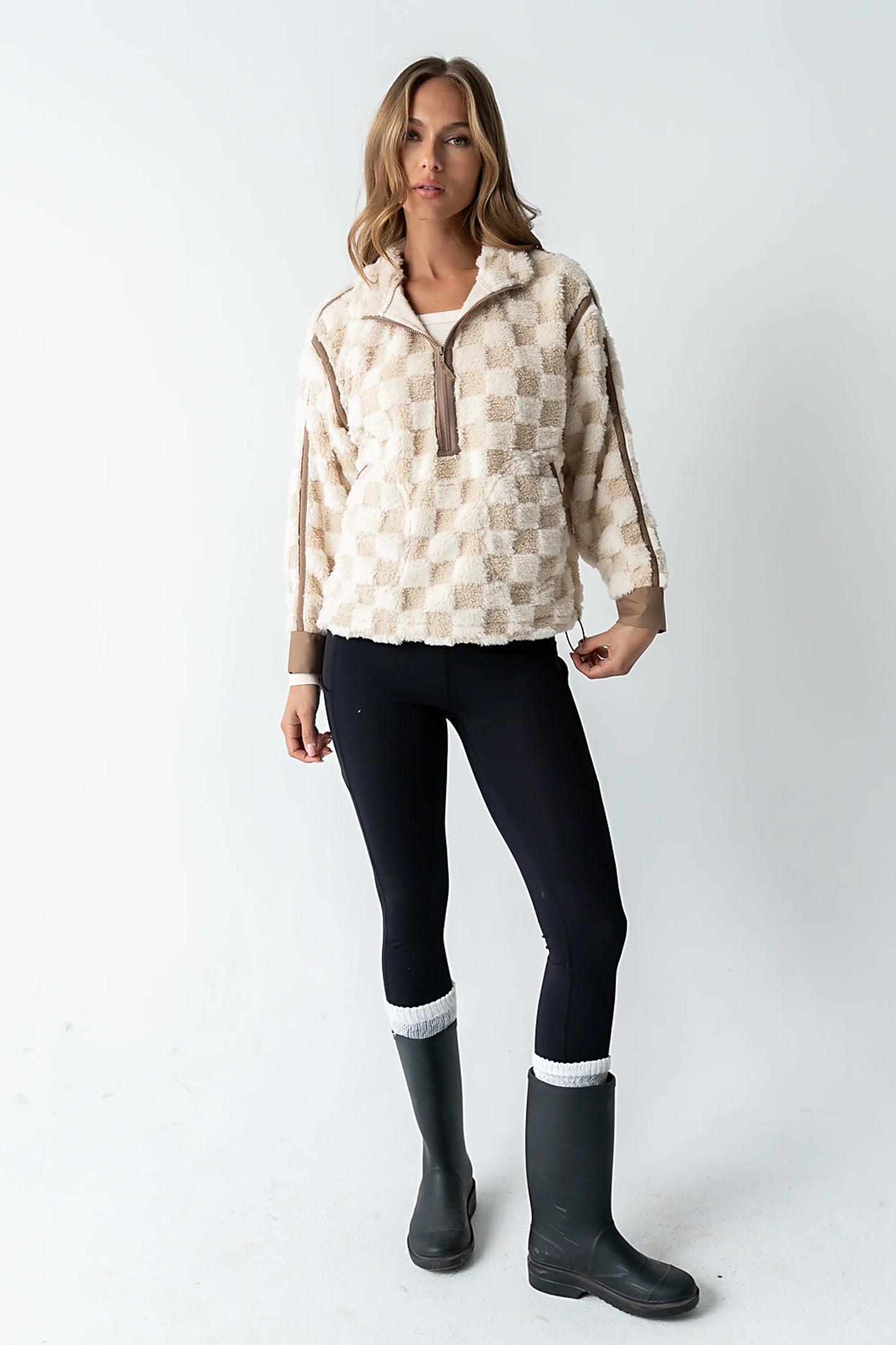 Sheri Checkered Half Zip