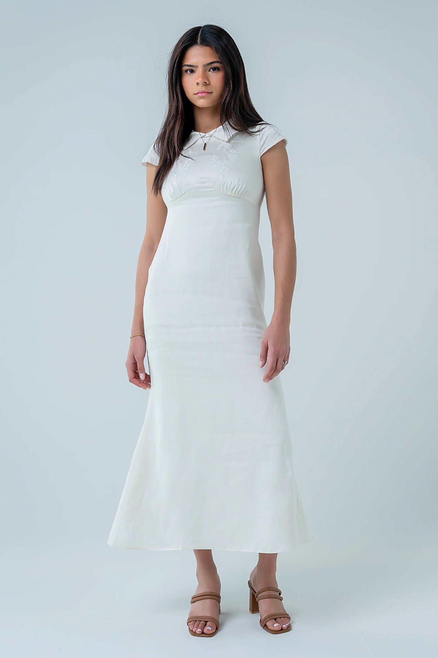 Tammy Embroidered Maxi Dress in Ivory