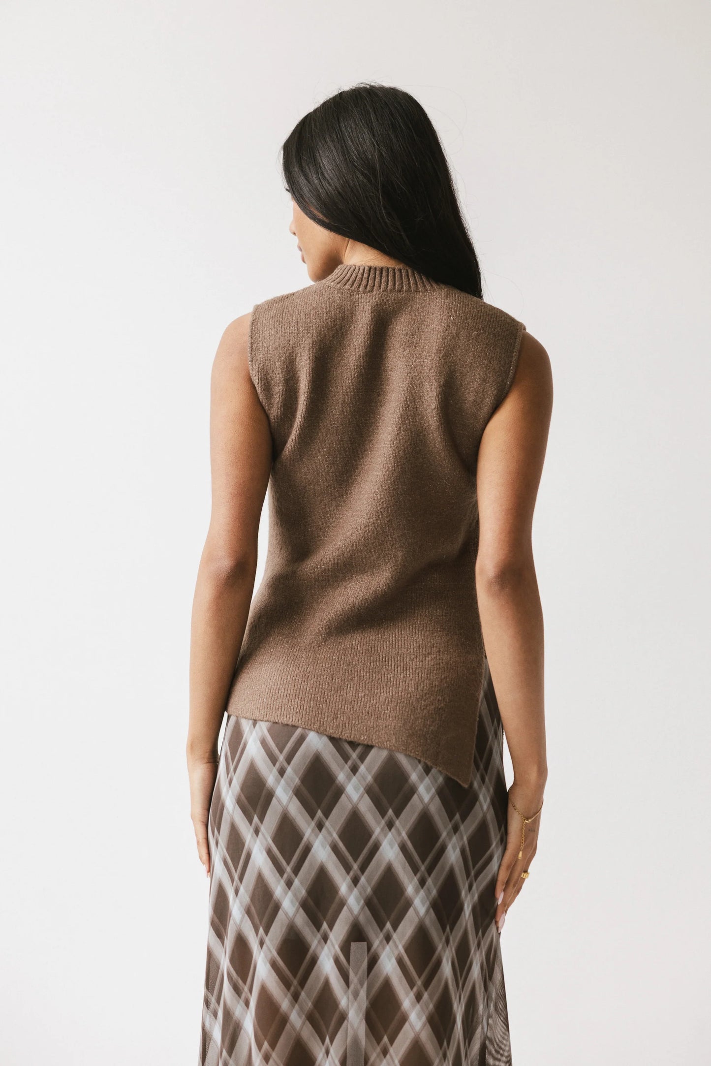 Bella Asymmetrical Knit Top in Taupe