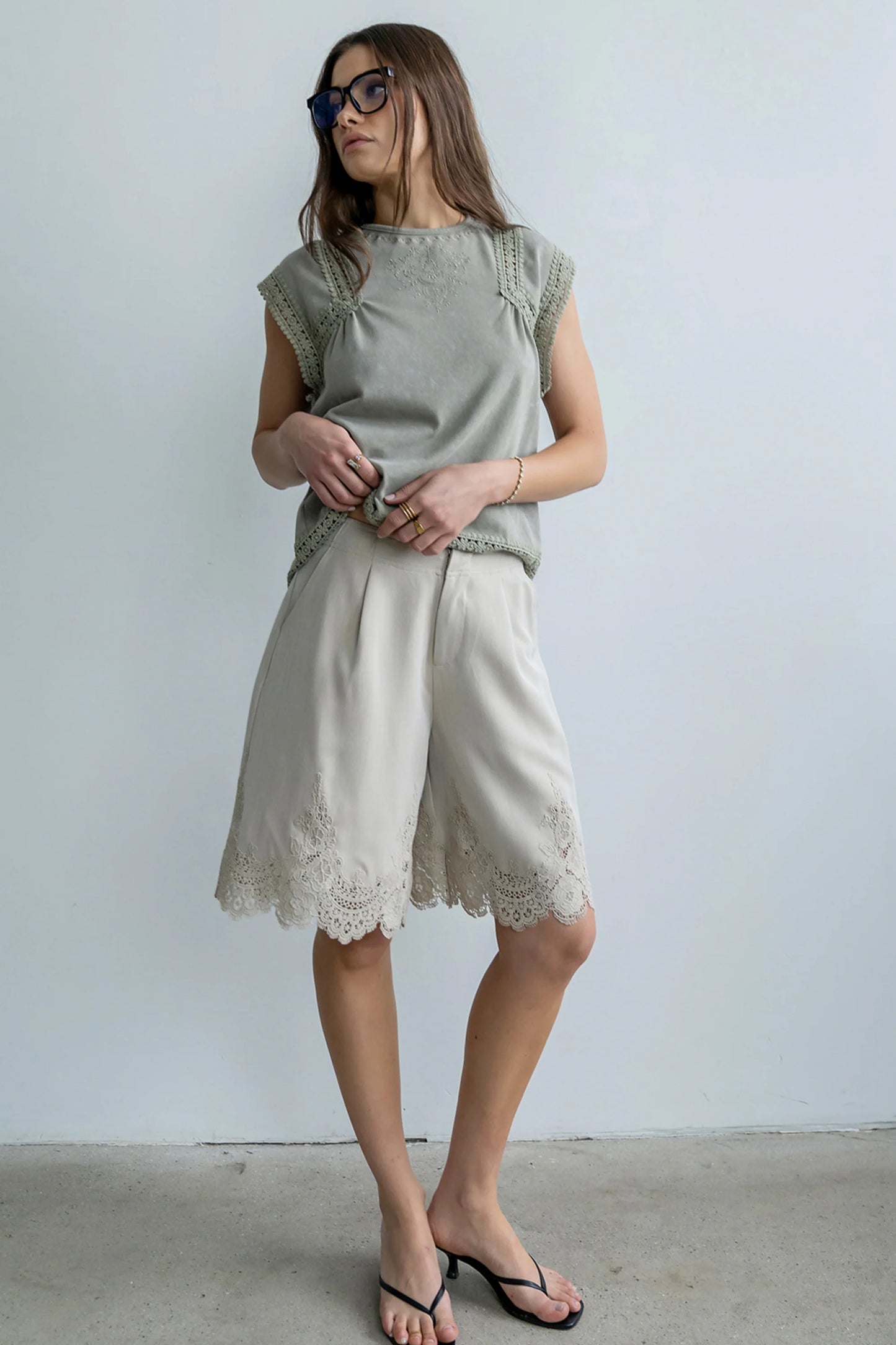 Maisey Embroidered Top in Green