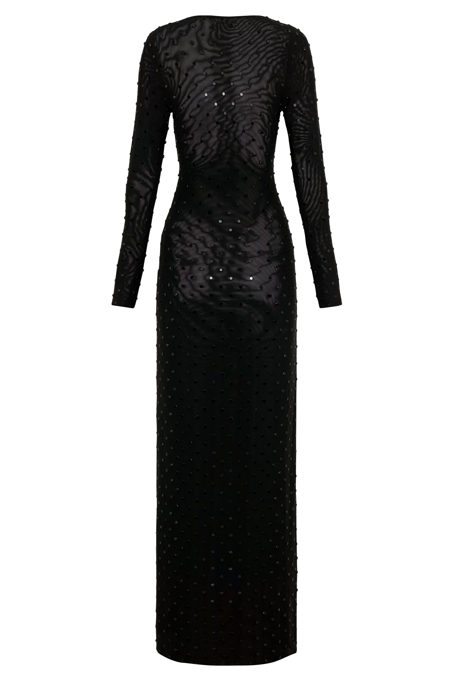 Acadia Diamante Long Sleeve Maxi Dress - Black