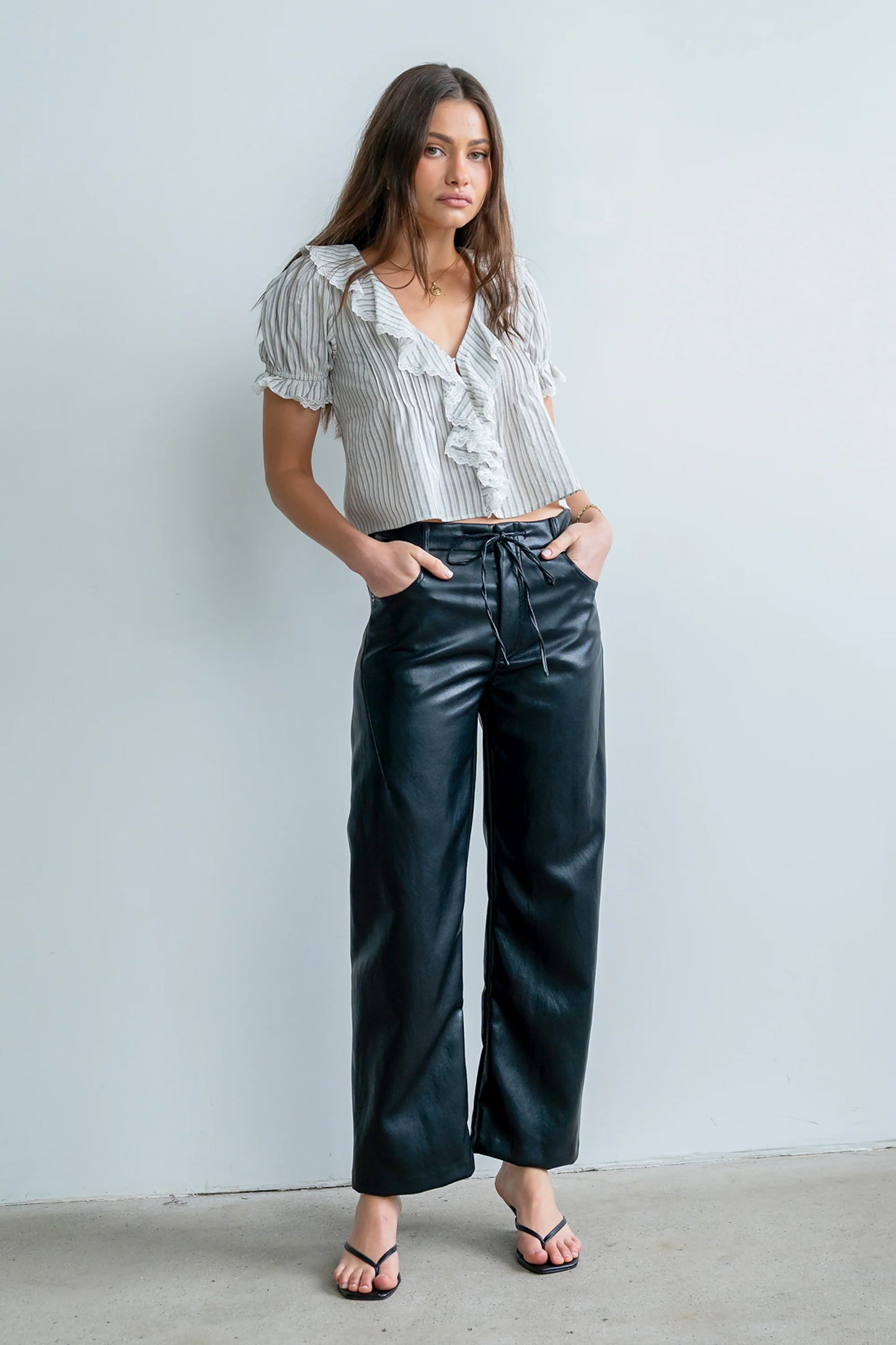 Priya Vegan Leather Wide Leg Pants