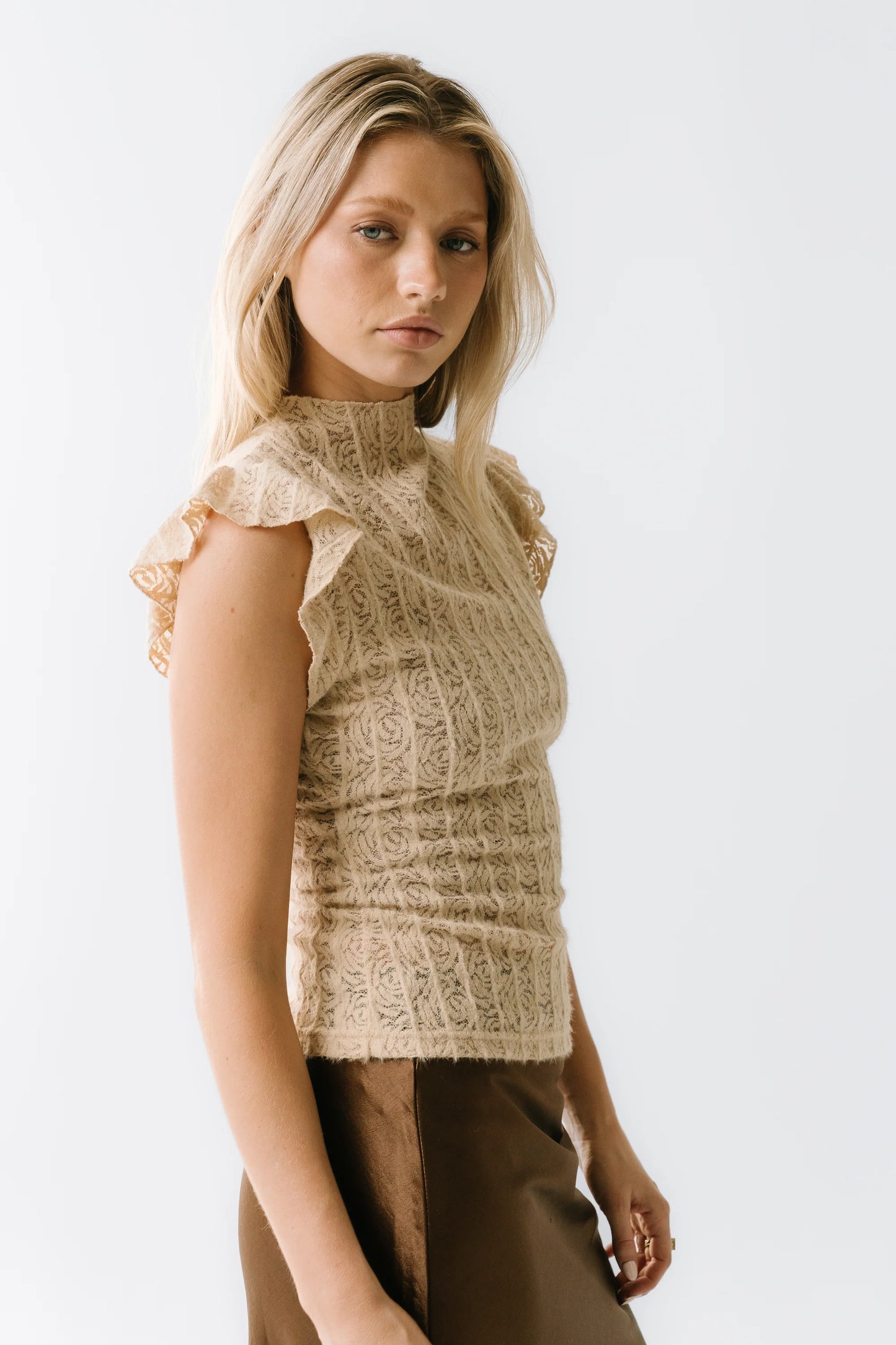 Lue Sheer Top in Taupe