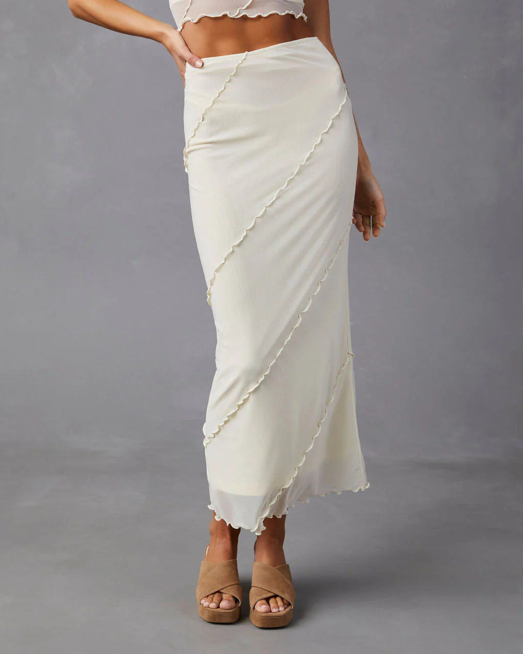 Markella Lettuce Trim Midi Skirt