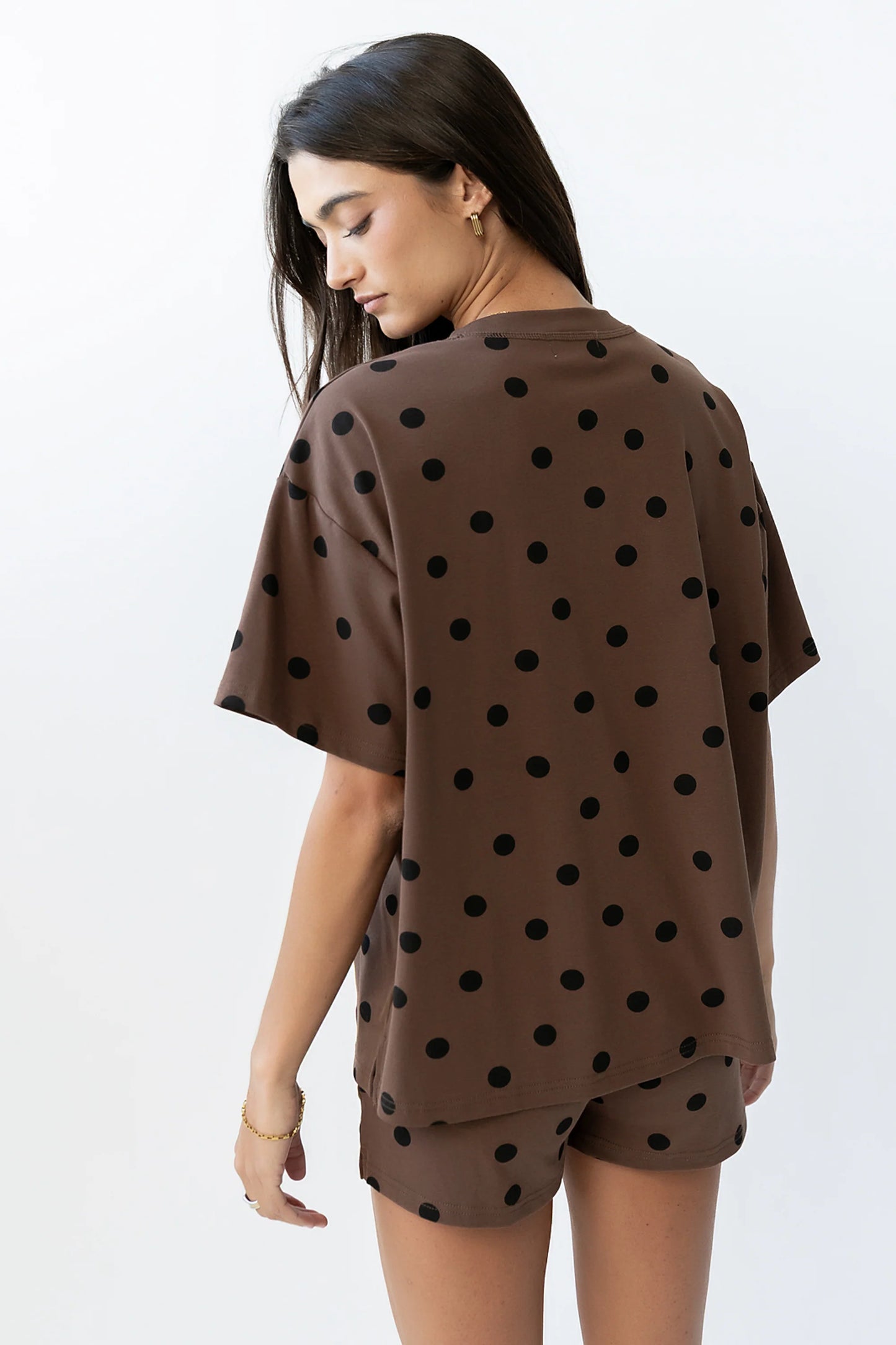 James Polka Dot Tee in Brown