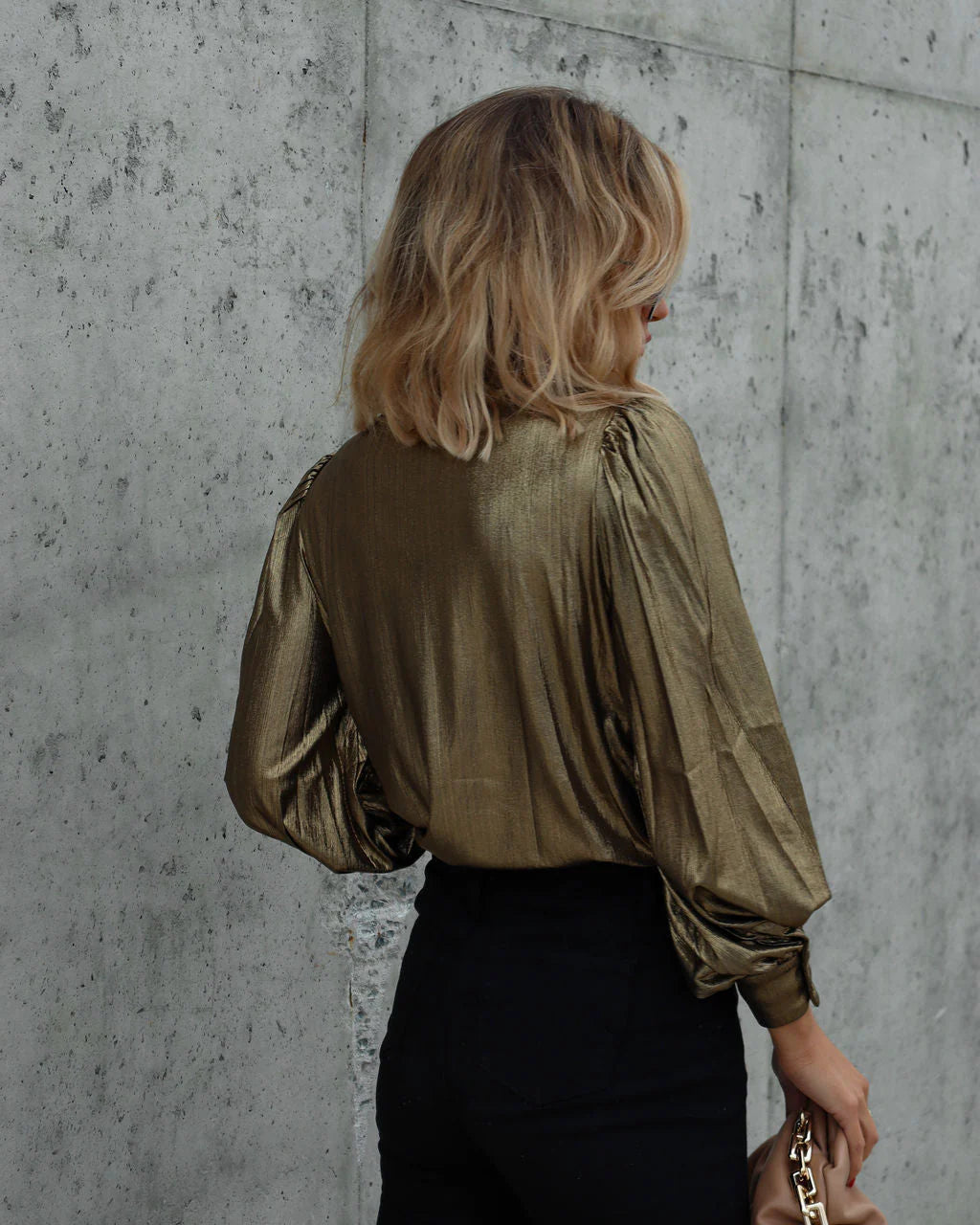Raquel Metallic Button Down Top