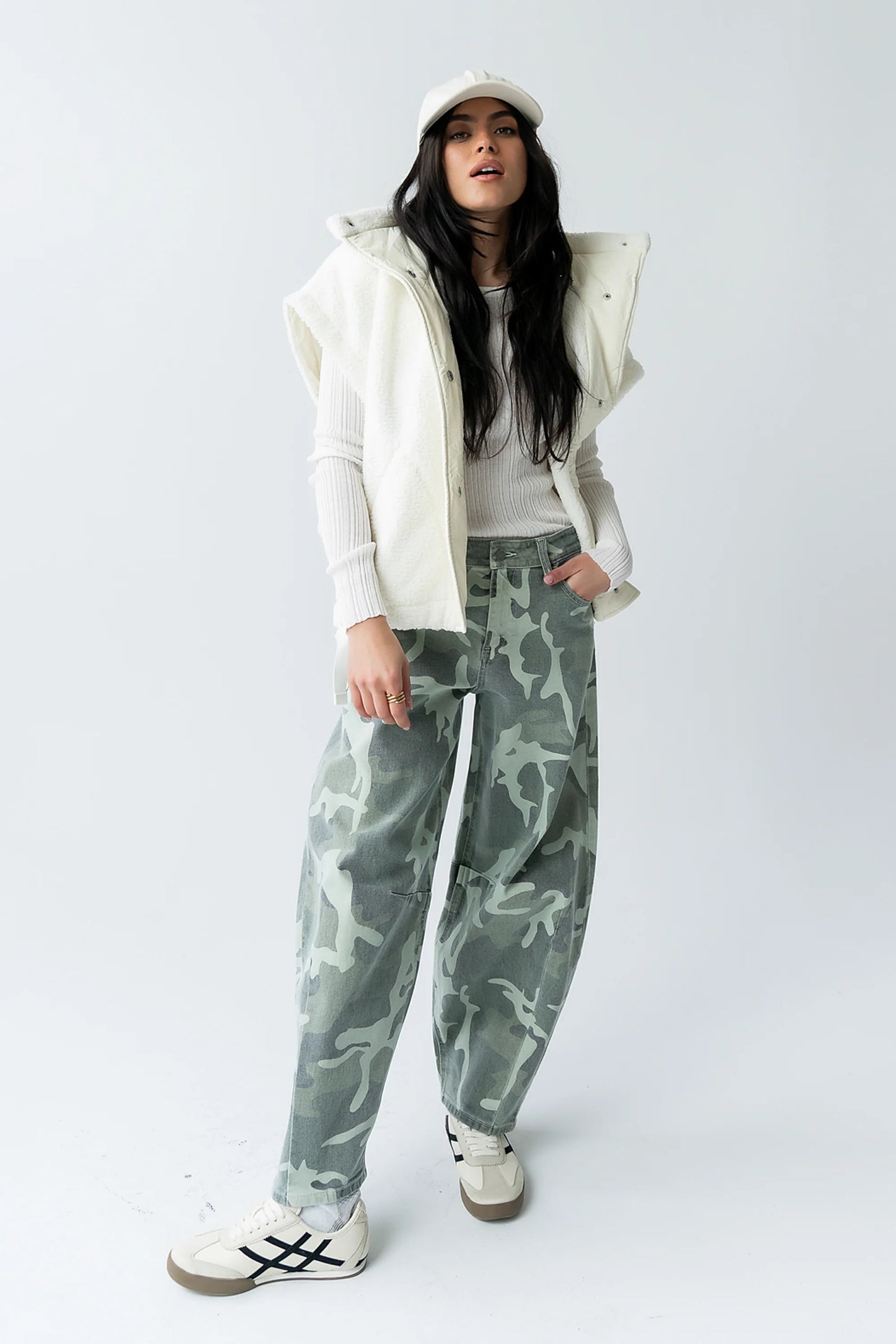 Maddison Camo Barrel Jeans