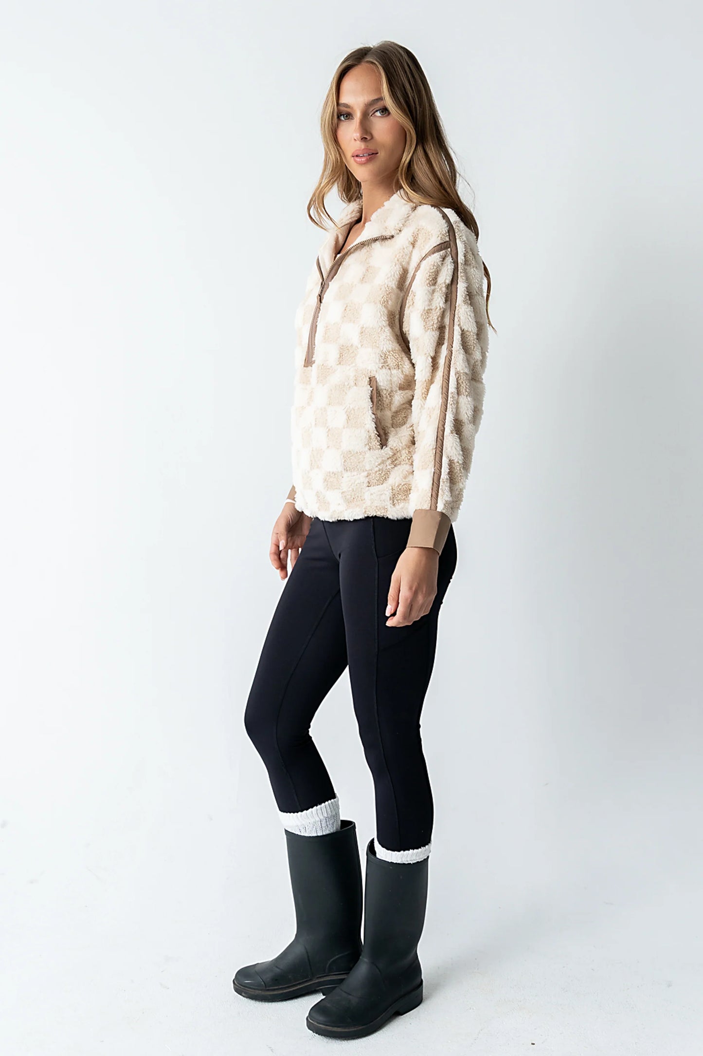 Sheri Checkered Half Zip