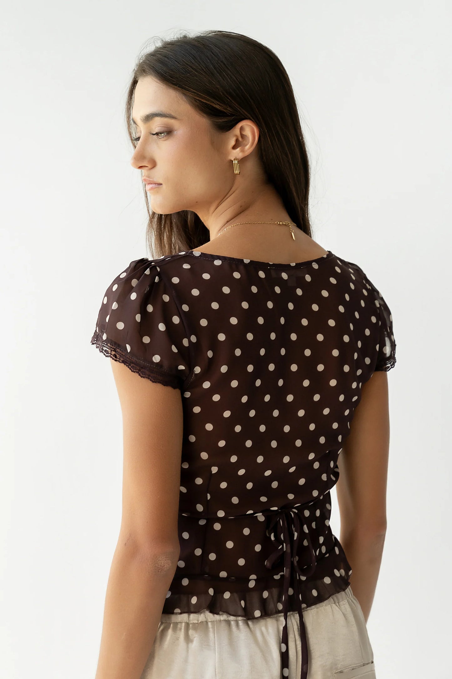 Liam Sheer Polka Dot Top