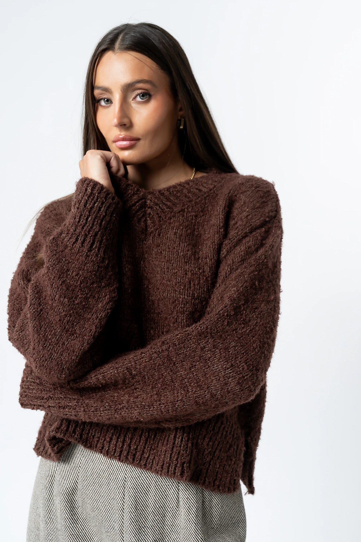Junie Fuzzy Sweater in Brown