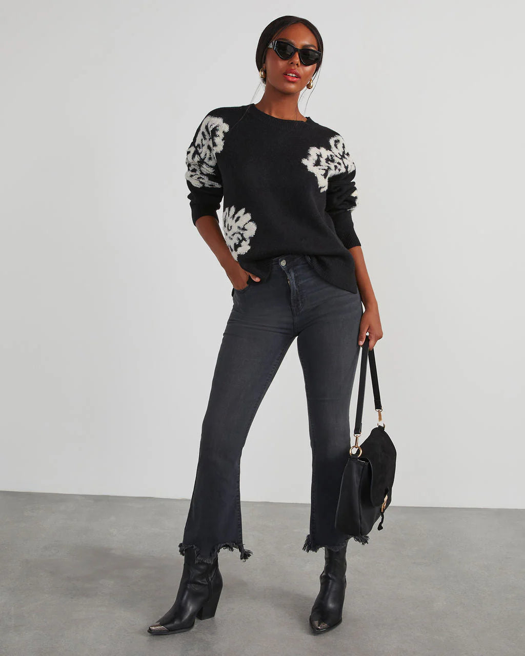 Copeland Floral Contrast Pullover Sweater
