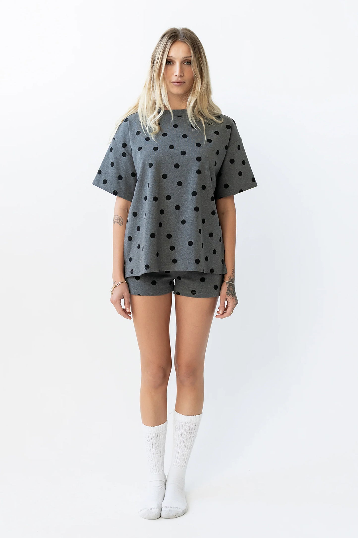 James Polka Dot Tee in Charcoal