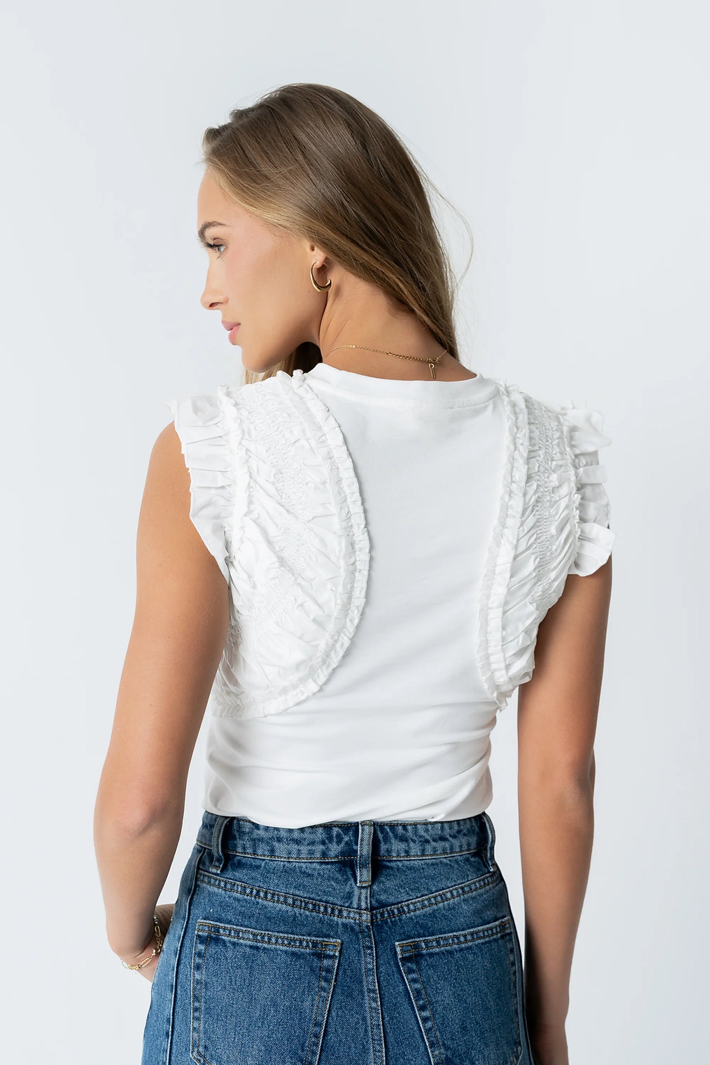 Storie Mixed Media Top in Ivory