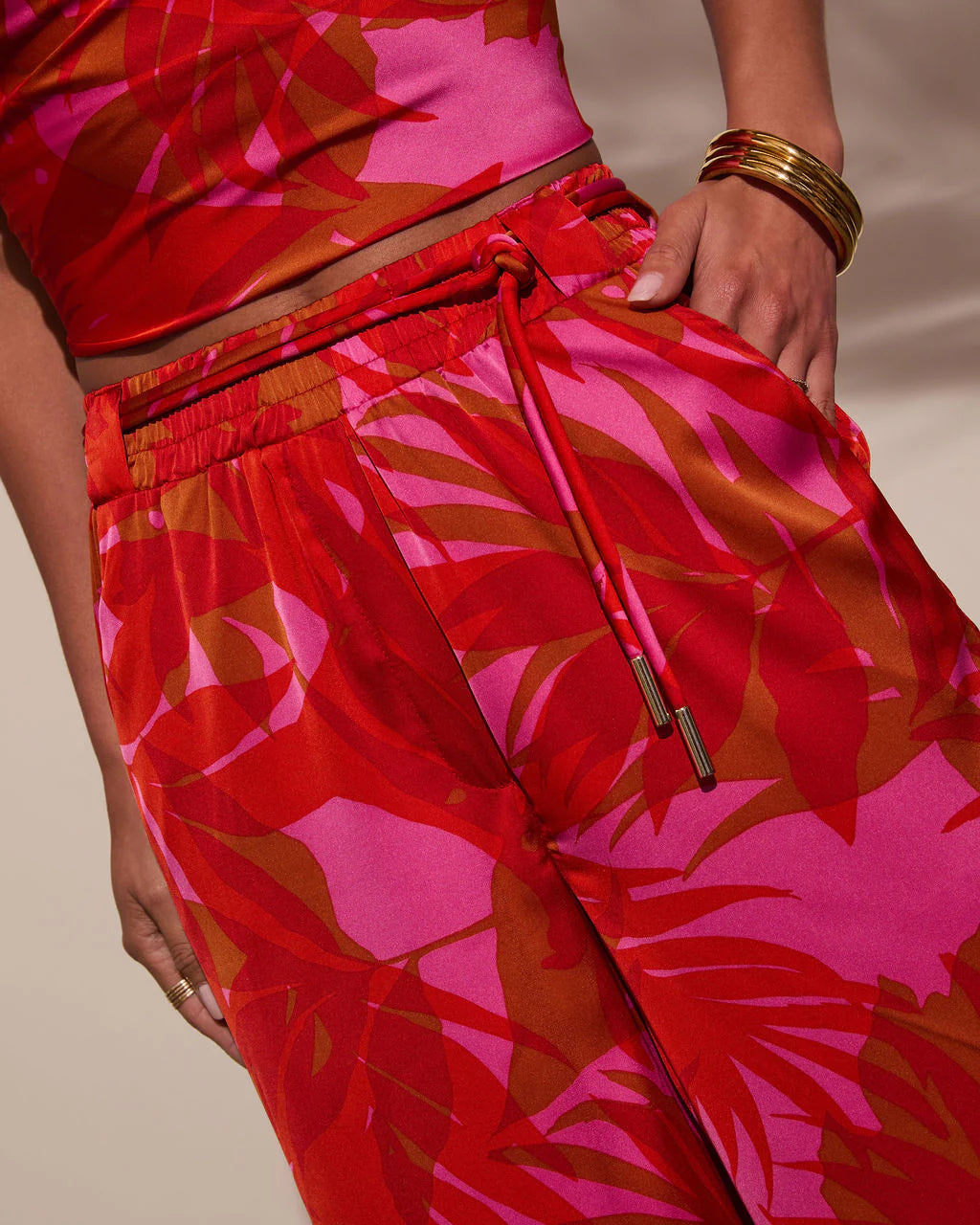 Sunset Sangria Tropical Wide Leg Pants