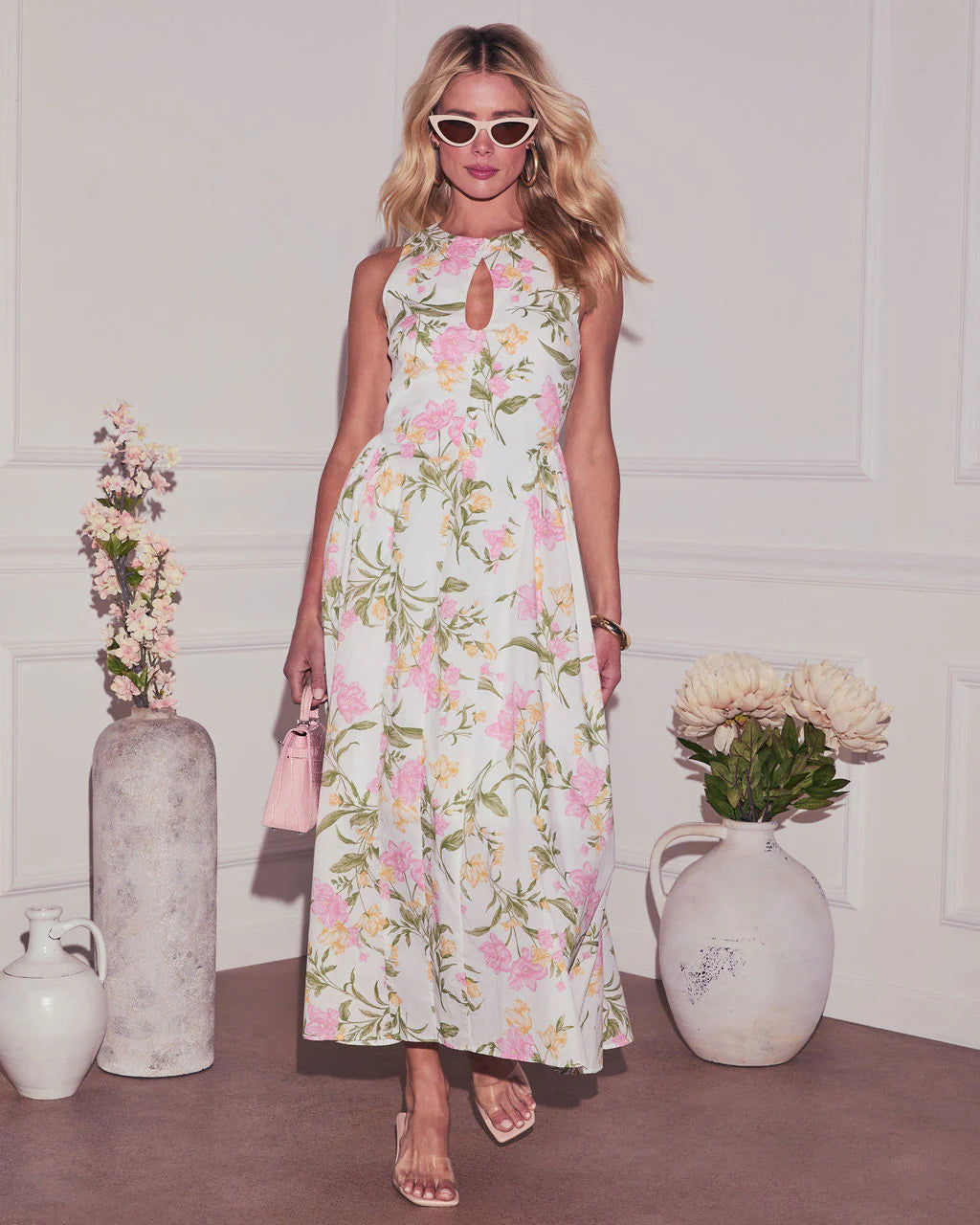 Daija Floral Keyhole Midi Dress