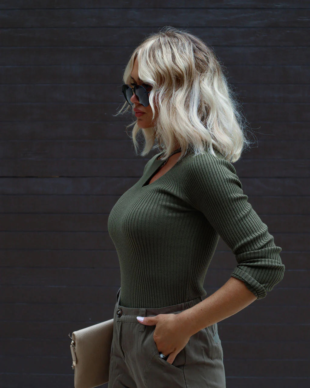 Montclair Cutout Ribbed Knit Sweater Top